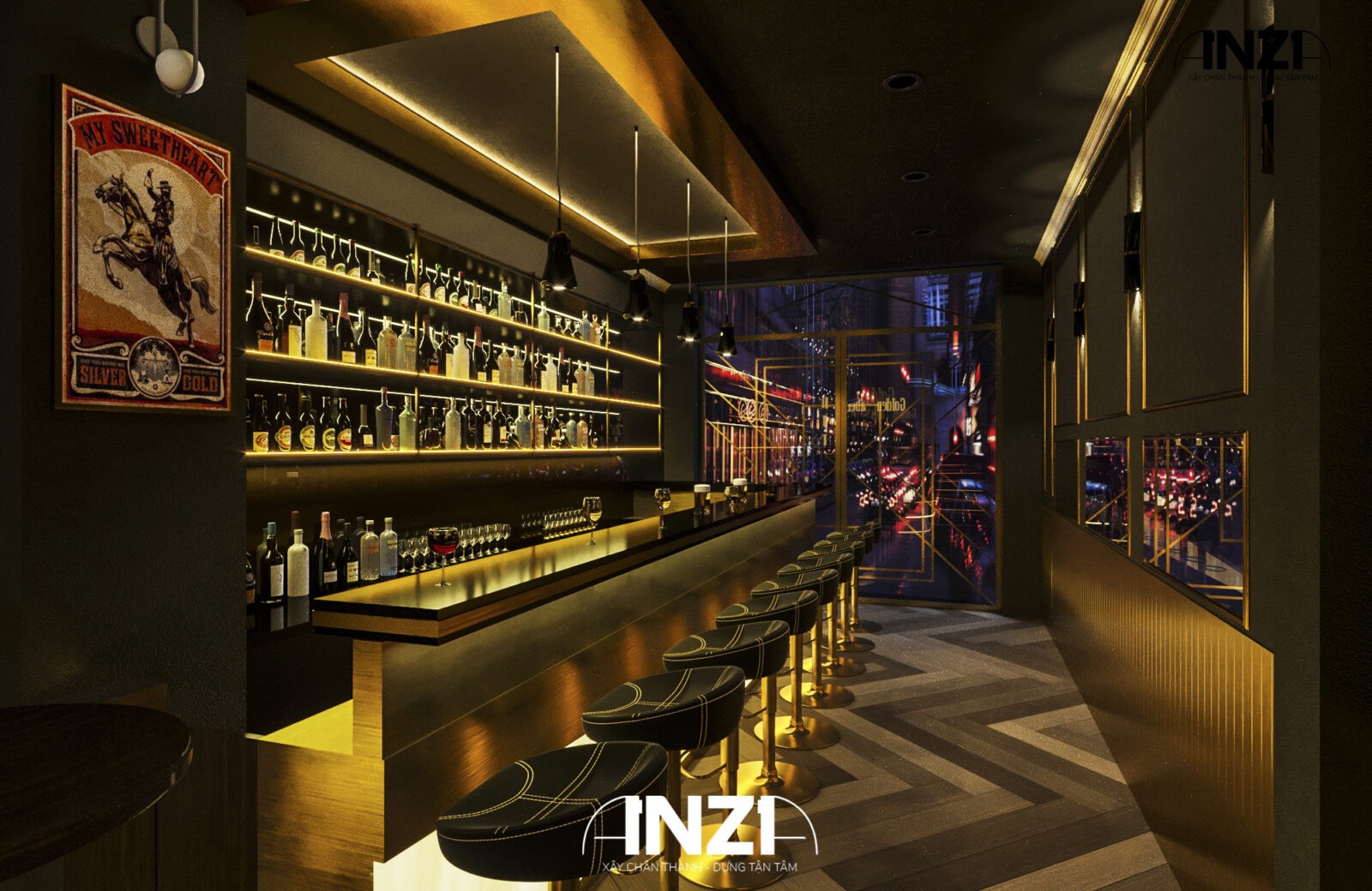 Anzacons - Dự án - Thiết kế và thi công nội thất Bar Nhật - Mr Jun